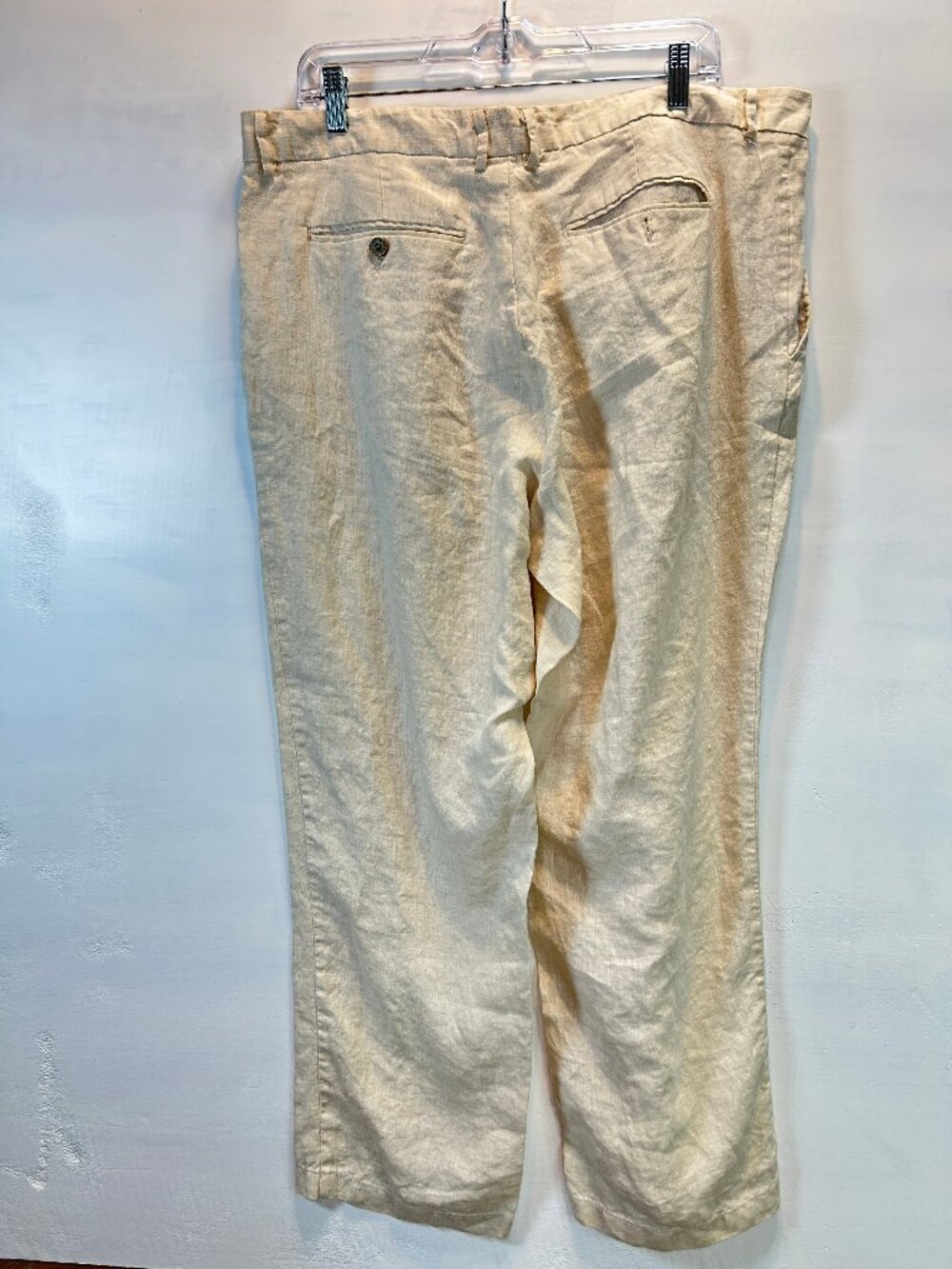 100% Linen Pants Men 38x32 Natural Oatmeal Beige WideLeg Relaxed Coastal Grandpa - Picture 2 of 10